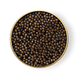 Load image into Gallery viewer, Open tin of Petrusco Amur caviar showing large, firm dark brown pearls on a white background.
