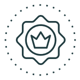 a crown in the middle of a circle icon