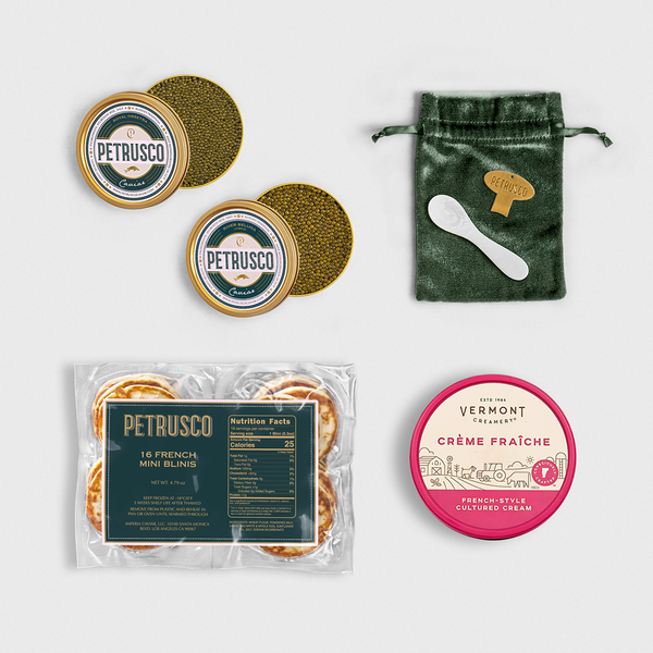Caviar Starter Kit: Caviar, Blinis & Creme Fraiche