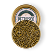 Load image into Gallery viewer, Open Petrusco Royal Ossetra Reserve caviar tin showing large golden-green sturgeon pearls with branded lid,.
