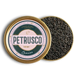 Load image into Gallery viewer, Petrusco Caviar Paddlefish spoonbill roe displayed in gold and emerald tin with a label partially covering caviar
