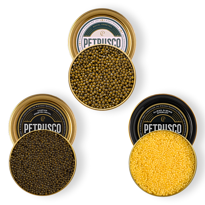 Three different types of Pertusco caviar 