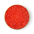 Load image into Gallery viewer, Petrusco Smoked Trout Roe in open gold tin with pink label, showing glistening red-orange pearls

