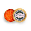 Load image into Gallery viewer, Petrusco Caviar emerald and gold tin partially displaying natural woodsmoke rainbow trout roe hors d'oeuvres
